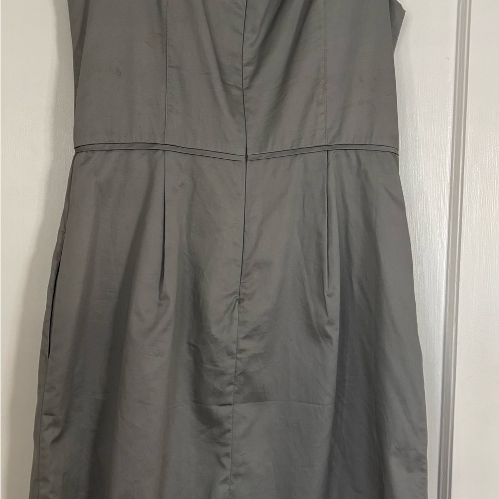 Yoana Baraschi Taupe and Gray Floral-Trim Midi Dress - Picture 3 of 5